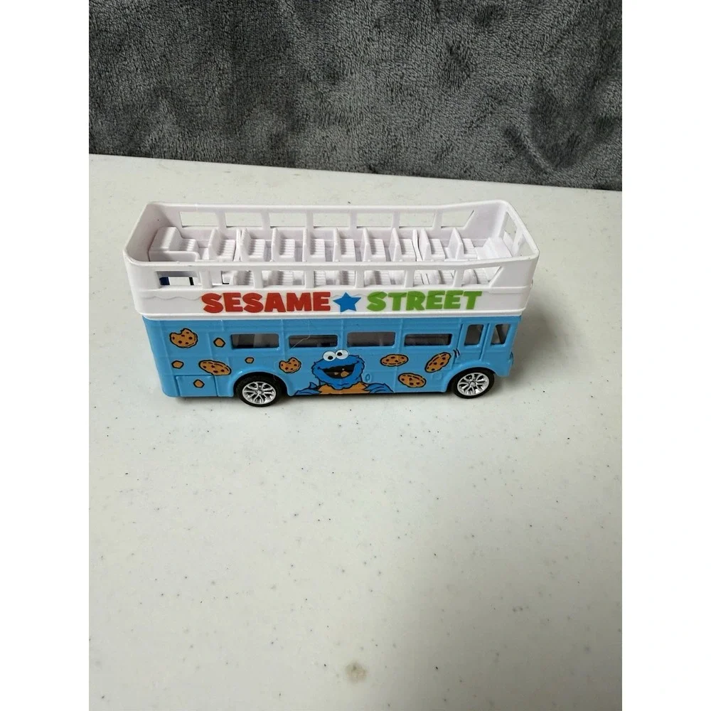 SESAME STREET BLUE DIECAST DOUBLE DECKER TOUR BUS 5